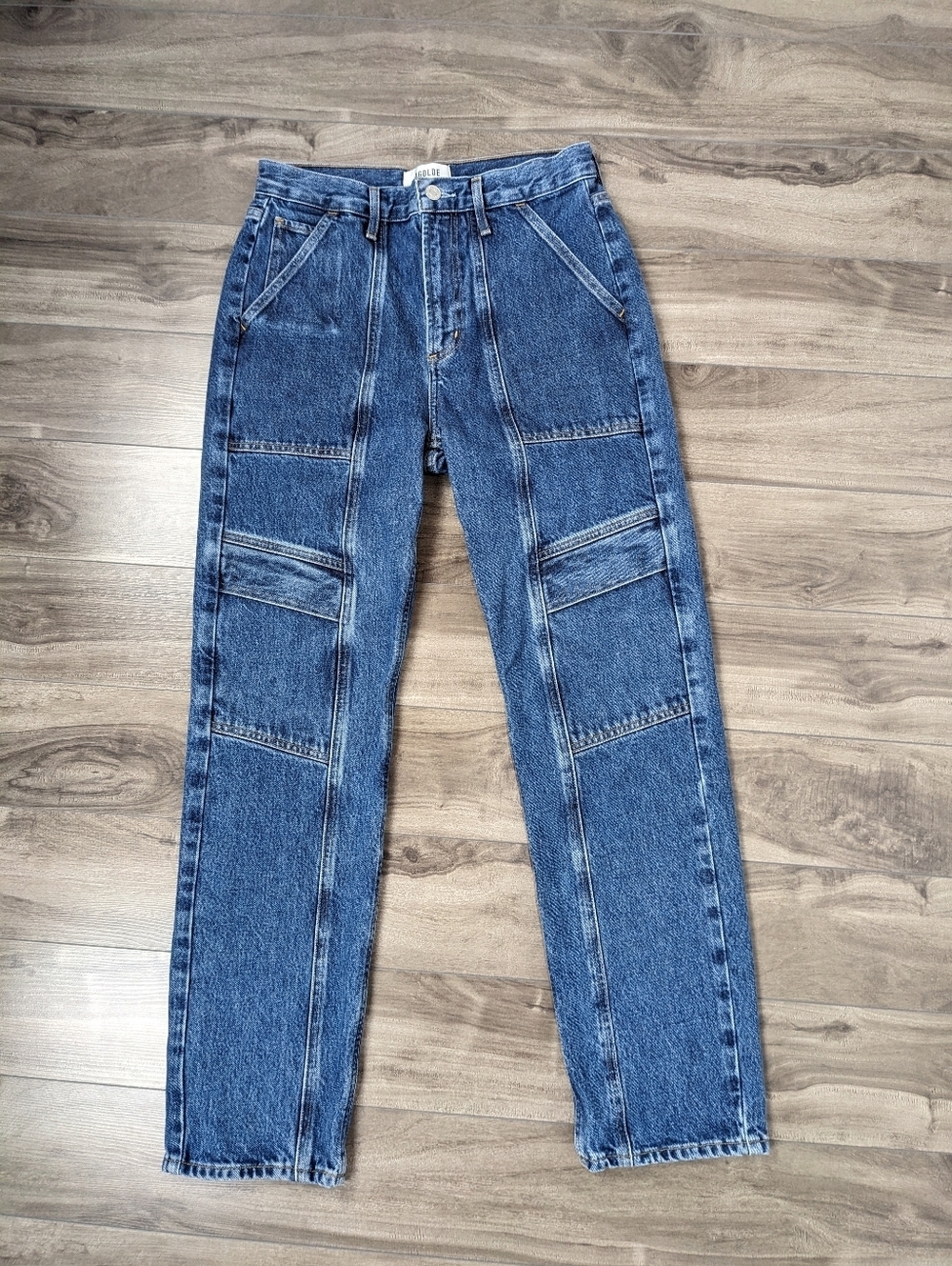 Agolde Women's Jeans Cooper Cargo Utility Regulation Organic cotton Blue Size 25